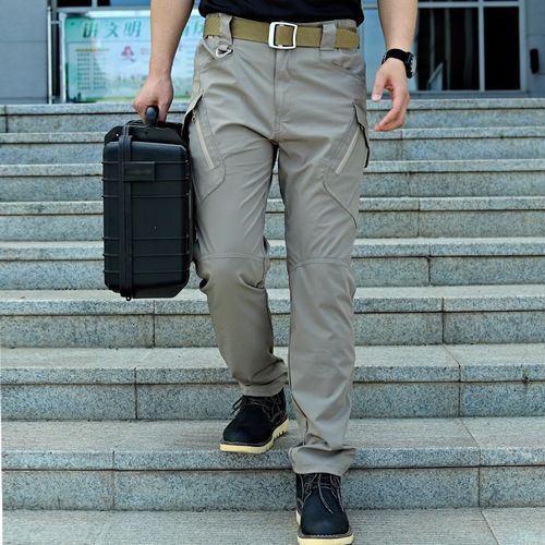IX7 Summer Thin Men's Long Pants Outdoor Breathable Durable Military Pants Multifunctional Pockets Work Pants Nylon Quick-Drying Pants