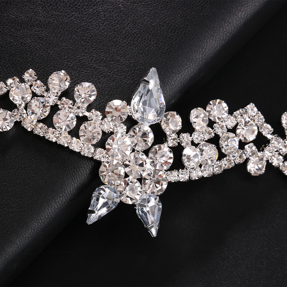 Nouvelle coiffure géométrique en strass, mode tempérament luxe polyvalent mariée robe de mariée accessoires coiffure féminine_voghion.com