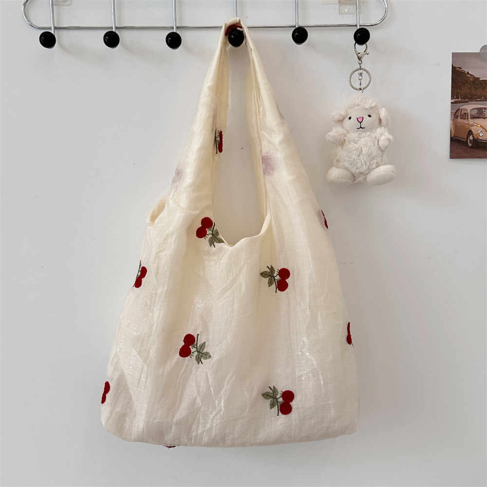 Polyester Material Women's Polyester Cherry Bow Knot Cute Square Open Shoulder Bag