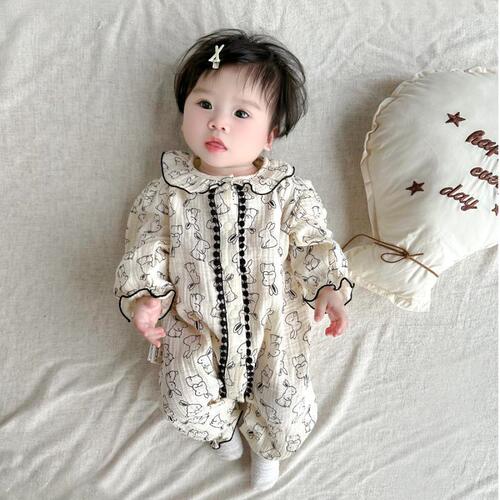 Baby Spring and Autumn Set for Girls, Newborn to 100 Days Princess Coat, Autumn Super Cute and Sweet Outwear, Haha Climbing Suit