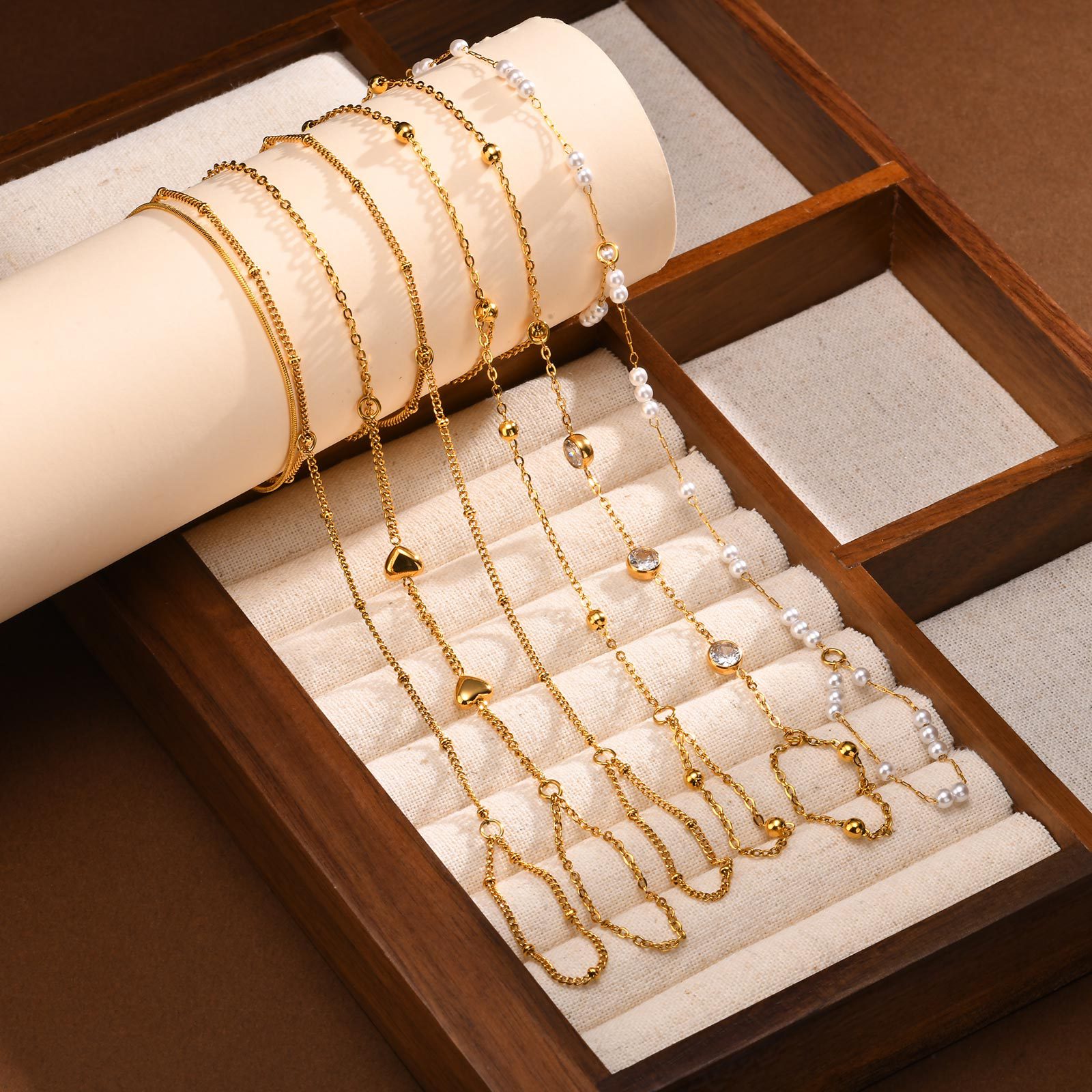 6g Weight Artificial Pearls Inlay Material Bracelets Classification 304 Stainless Steel Chain Material cable chain Chain Type Daily Occasion 304 Stainless Steel Material Geometric Pattern All Seasons Season Women's Gender Plating Design IG Style Style IG Style Geometric 304 Stainless Steel Artificial Pearls Cable Chain Bracelets In Bulk 6