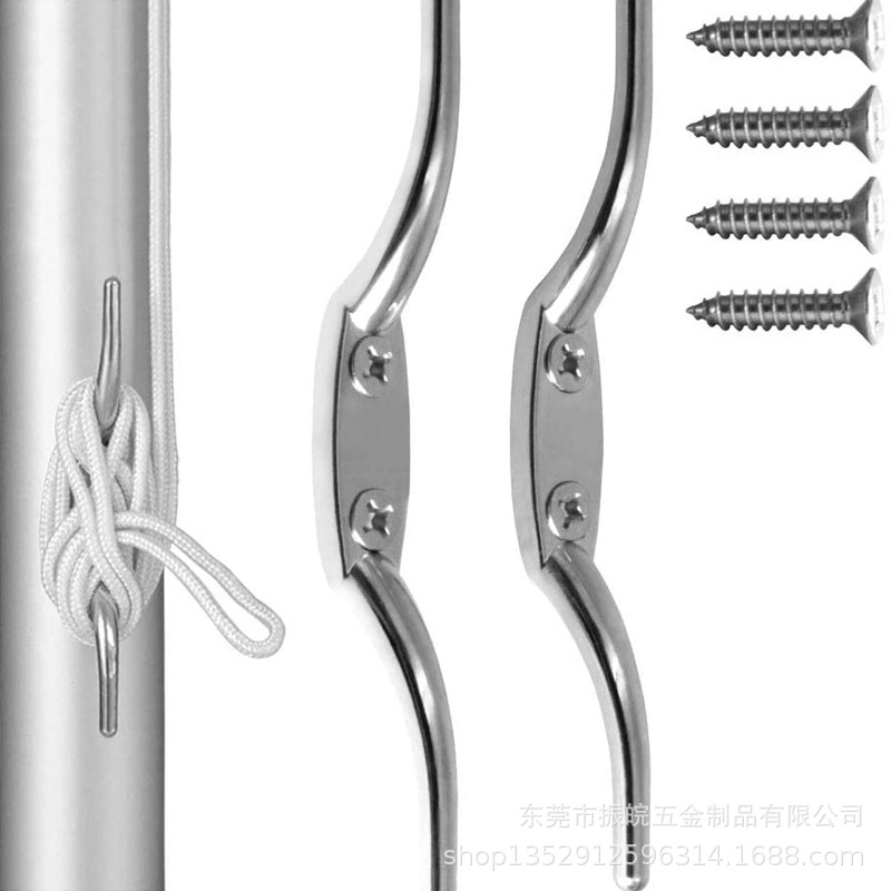 绑绳器跨境供316不锈钢绳栓羊角索栓游轮船旗支架栓绳大钩羊角钩-阿里巴巴