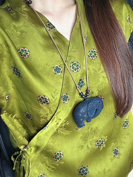 新しい中国風のハイエンドグレーブルー蘭トップ女性のための 2025 夏の新しいライト高級ニッチエレガントなベスト|undefined