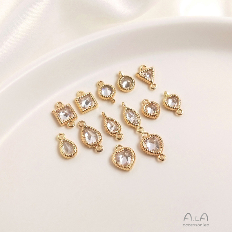 Geometric square stone inlay heart shaped
