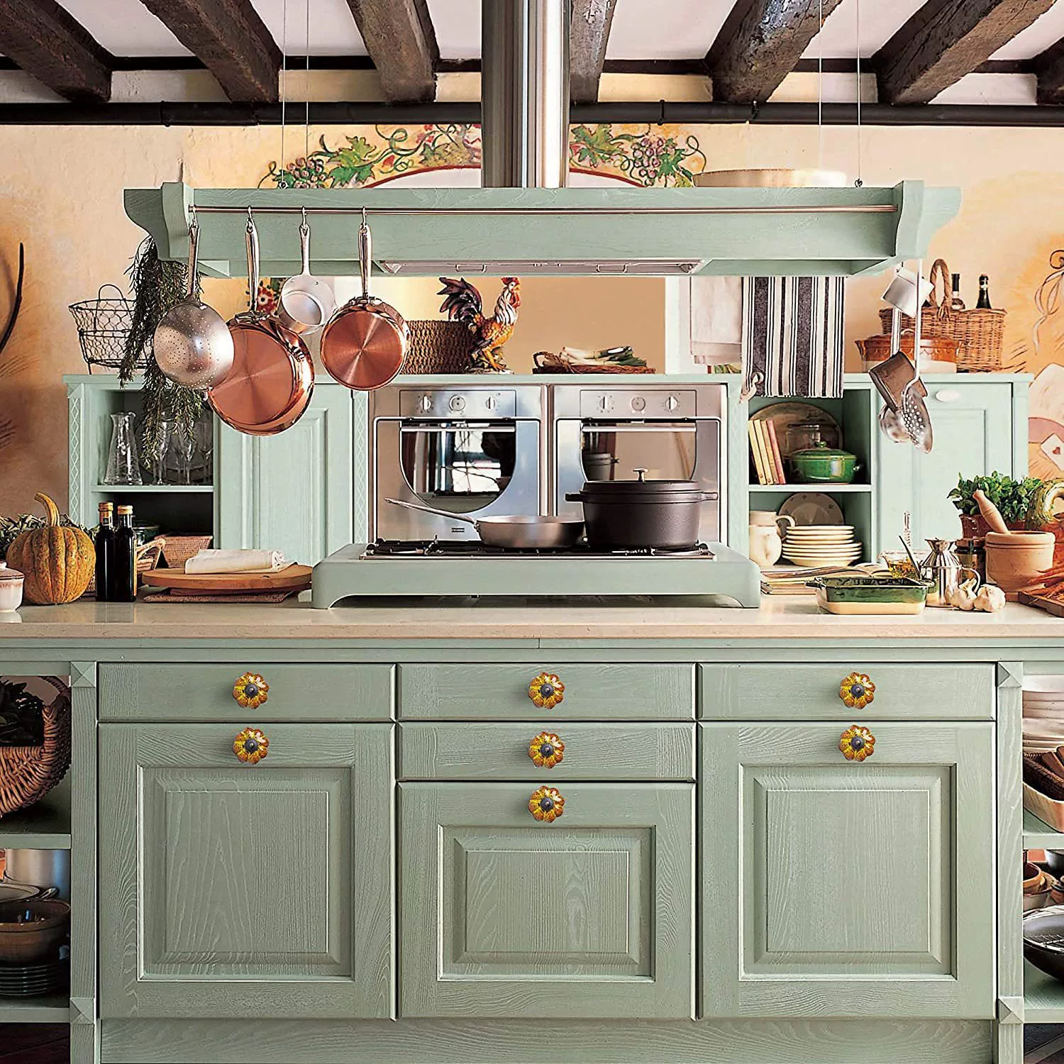 Cross-border Amazon Cabinet Pumpkin Shape Ceramic Handle Retro Cabinet Drawer American Handle
