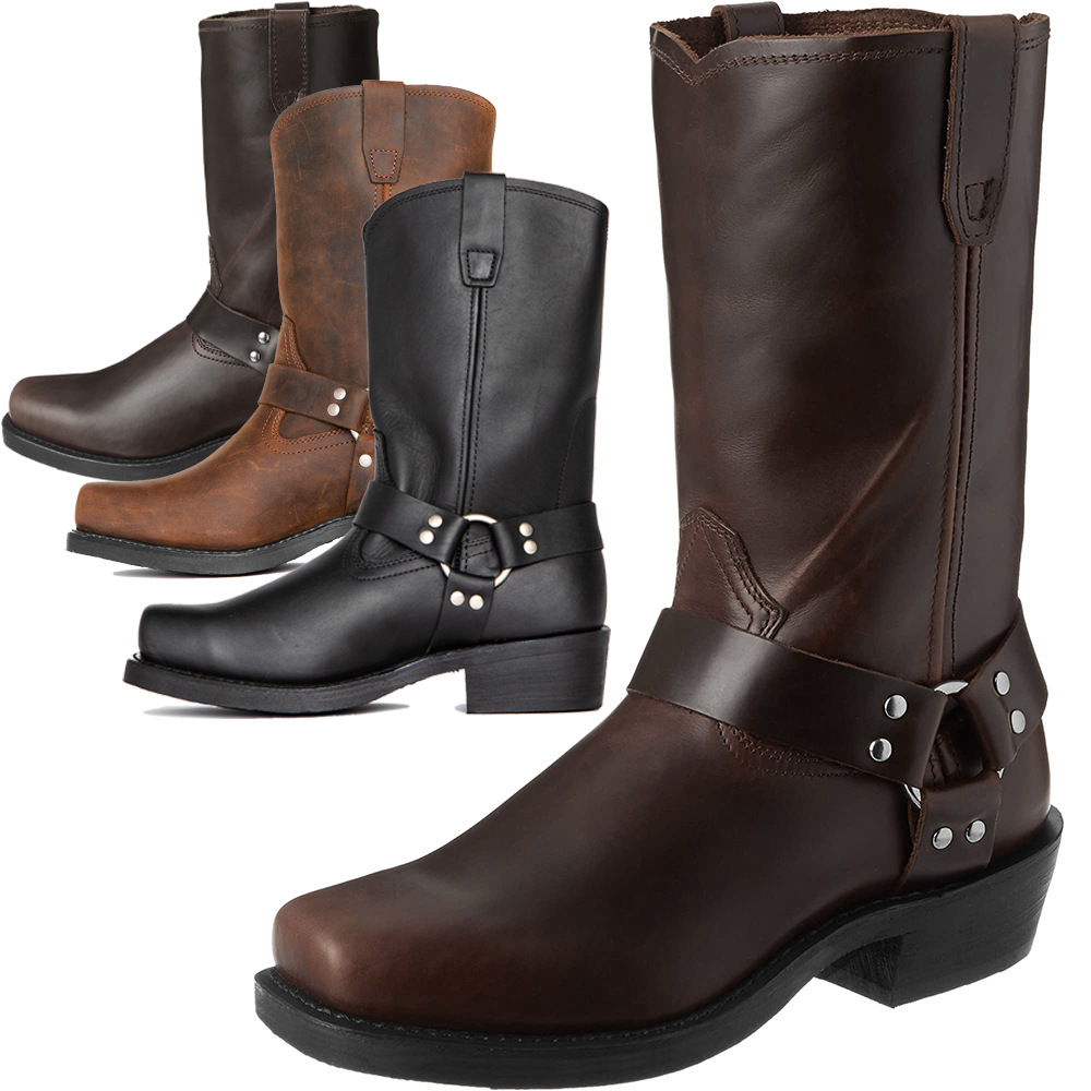 Botas de vaquero con suela de madera hechas a mano Aumento de 4,5 cm Zapatos de hombre Botas de hombre cuadradas_voghion.com