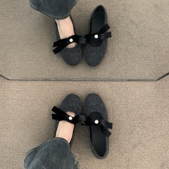 平底フランス風バレエ靴女性靴2025新作春灰色メアリージェーン優しい夜の靴