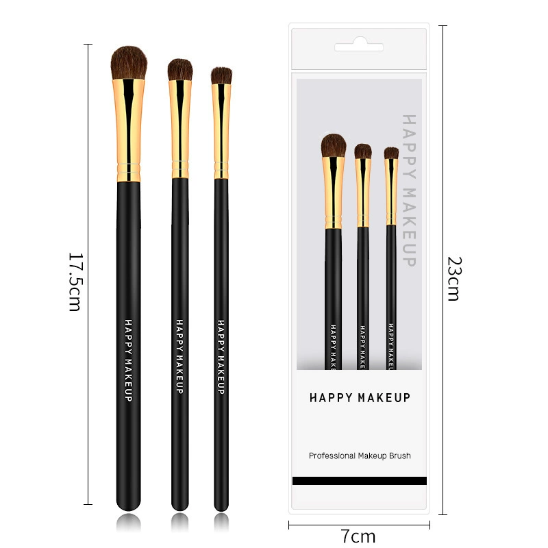 Набор кистей для макияжа (HappyMakeup) 7 кистей из лысого волоса, деревянная ручка, алюминиевая фурнитура