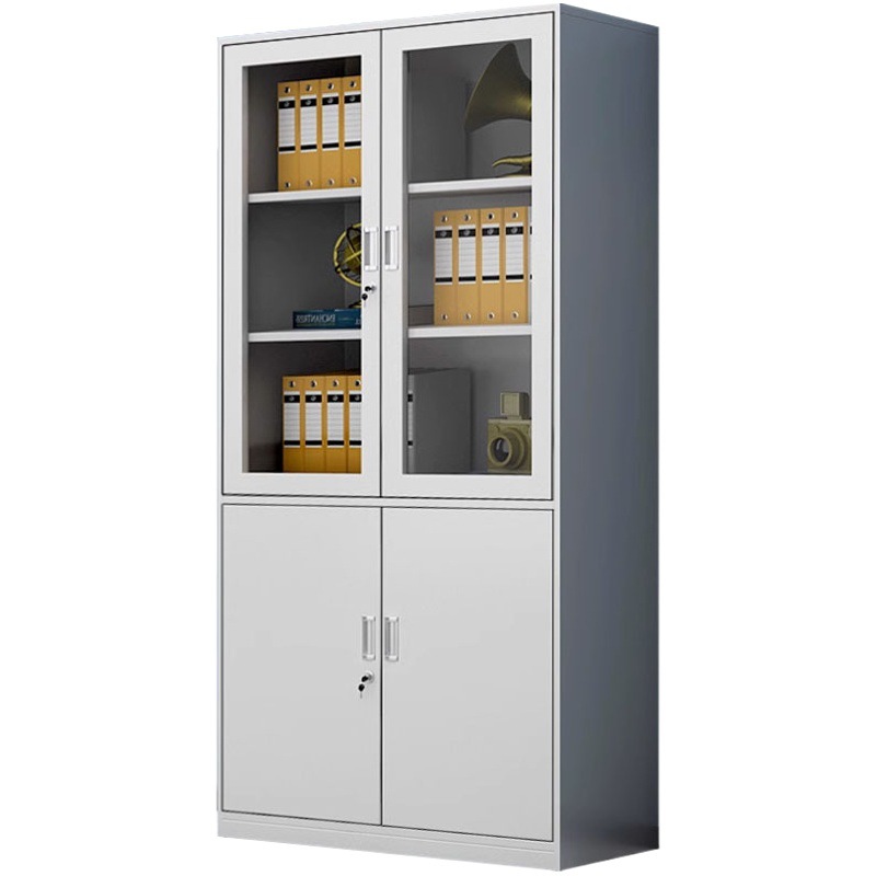 Office Filing Cabinet, Steel File Cabinet with Lock, Financial Data Cabinet, Voucher Cabinet, Glass Door, Metal Storage Cabinet