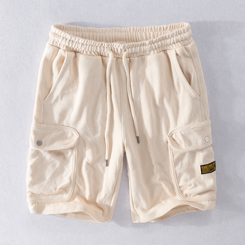 Summer Shorts Men's Heavy Loose Japanese Retro Comfortable Cotton Elastic Band Sports Casual Shorts Men's Summer215