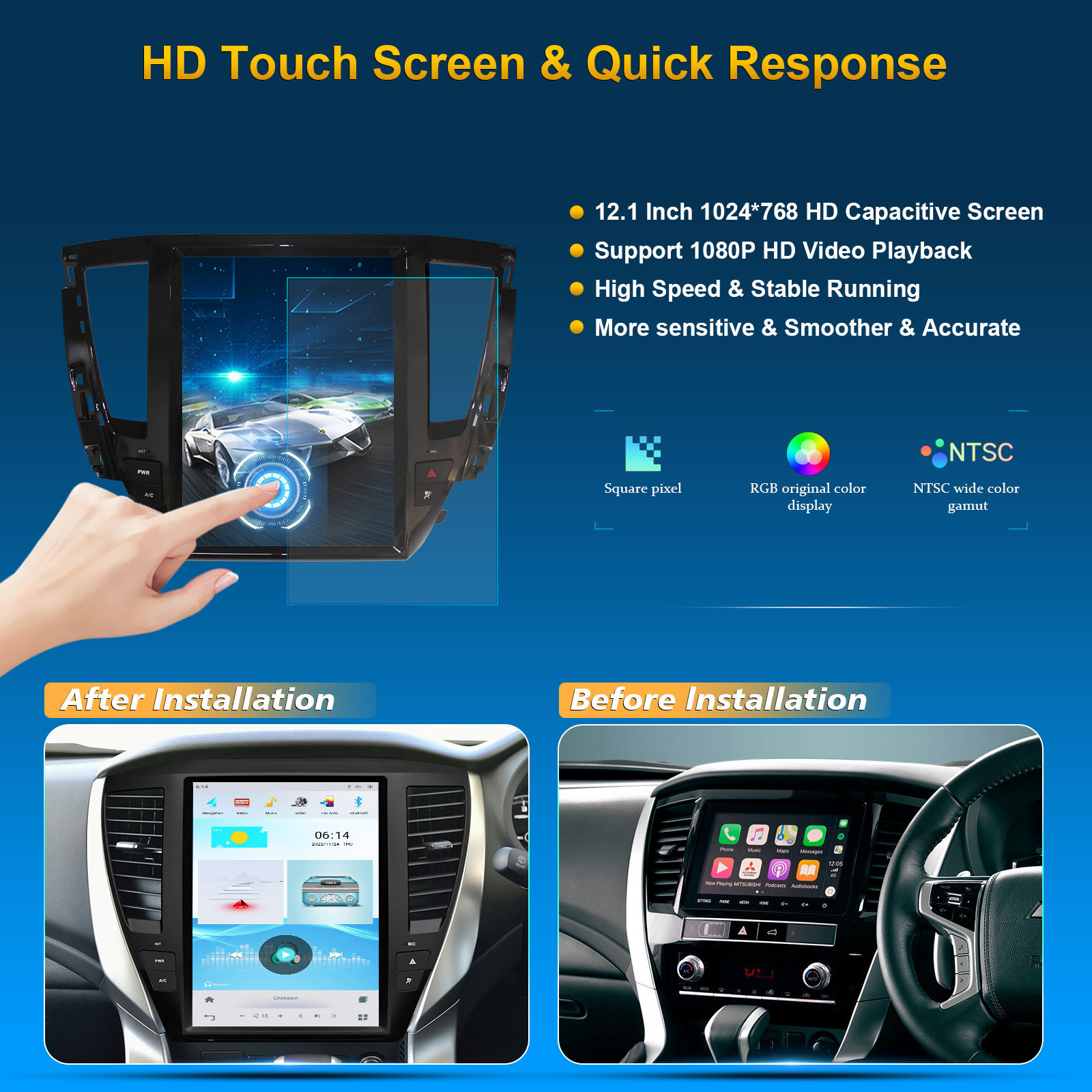 For Mitsubishi Pajero 2020 12.1" Vertical Screen Car Android Navigation