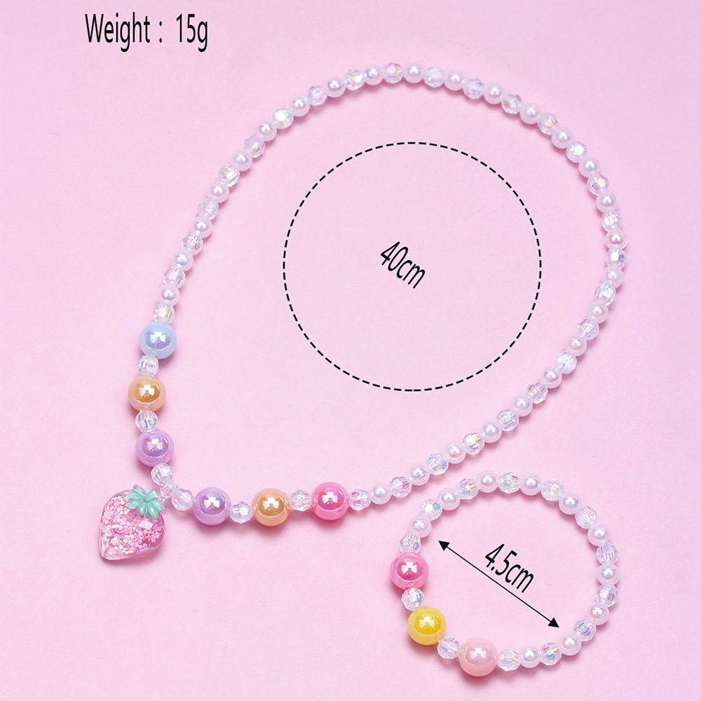 Cute Strawberry Artificial Crystal Resin Beaded Girlu0027S Necklace