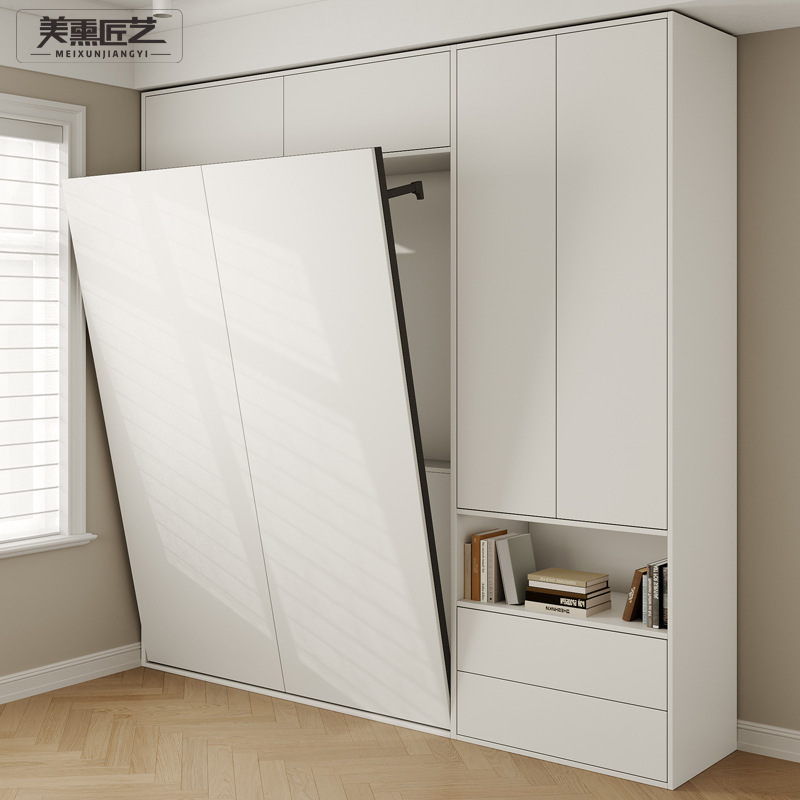 Electric Invisible Bed Wardrobe Integrated 1.2m Flip-Down Bed Hidden Murphy Bed Multifunctional Wall Cabinet Wall Bed Furniture