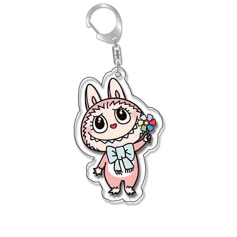 Labubu ラブブリトルシープキーホルダーかわいい漫画アクリルパーソナライズされたスクールバッグペンダントキーホルダーギフト|undefined