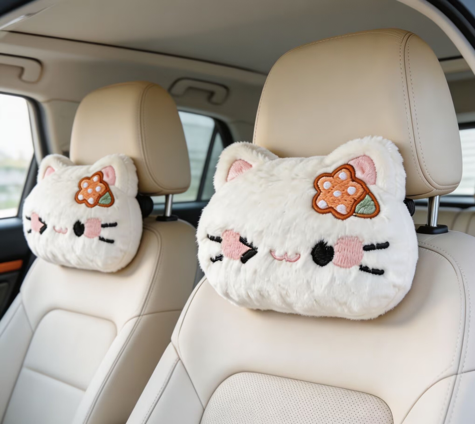 Kt Cat Plush Stuffed Toy Cartoon Car Headrest Pillow Neck Pillow Cute Car Headrest
