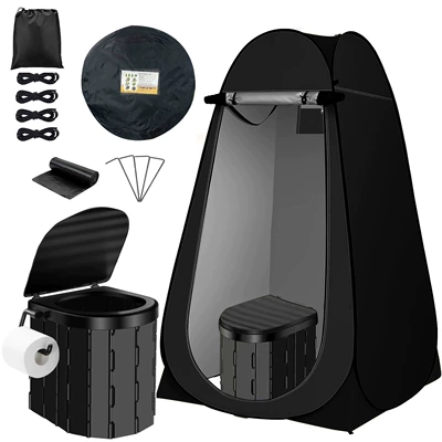 Avtomobil dam çadırları — Fishing Warming Changing Tent - 14m-window-black-tent-toilet-paper-hook-type-black-toilet-single-tent-120120190cm