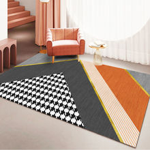 现代欧式橙色轻奢千鸟格客厅卧室北欧地毯家用房间床边可满铺地毯
