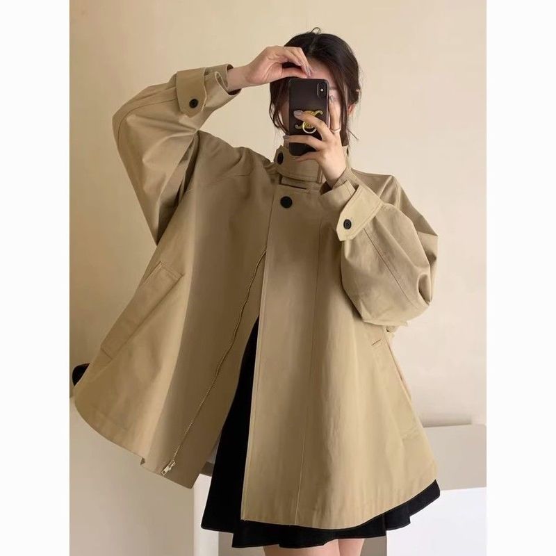 春秋新款棒球服外穿休闲短款风衣女小个子连帽立领宽松冲锋衣夹克|undefined