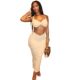 European and American Style Women's Summer New Navel Slim-fit One-step Dress Solid Color Neck Pleated Casual Vacation dress