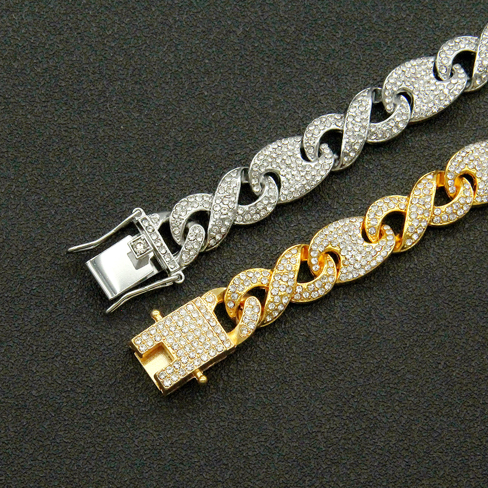 Hip-hop Full Rhinestone 8 Palabra Hebilla Cerdo Nariz Hebilla Costura Creativa Collar De Cadena Cubana display picture 3