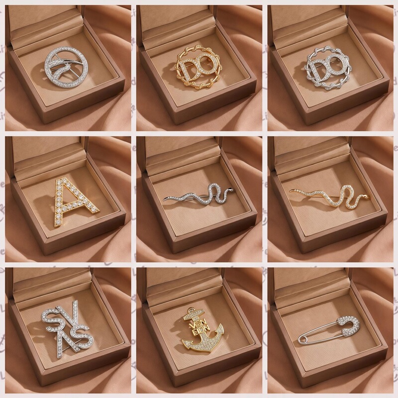 Cross-Border Alloy Rhinestone Brooch, Exaggerated Fashion Personality Pin Badge, Trendy Simple High-End Brooch DIY