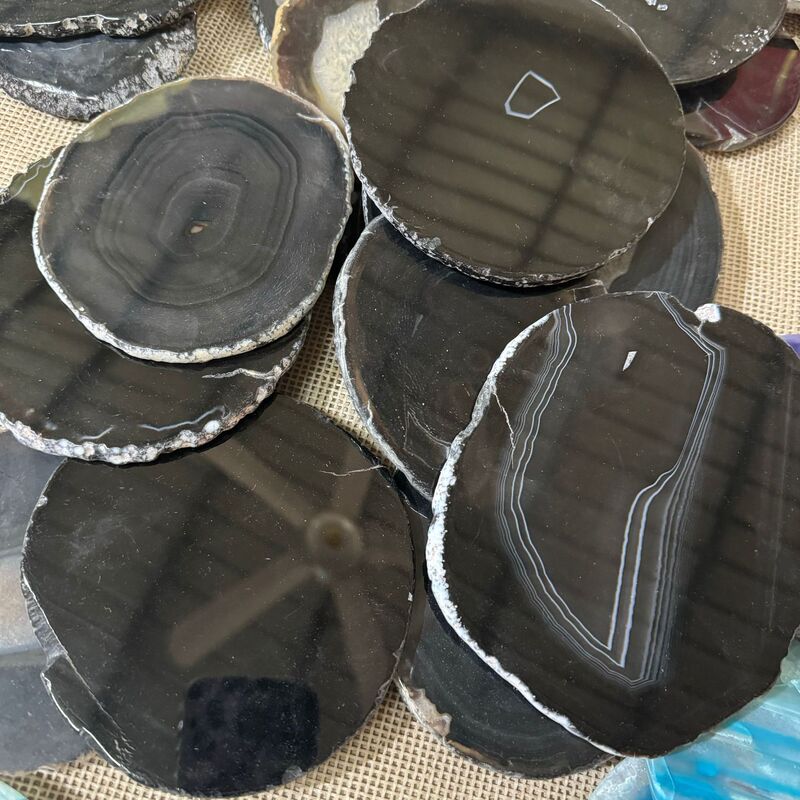 直播間で人気の天然円形メノウ風景片メノウ風鈴片カップパッドメノウ原石スライス置物|undefined