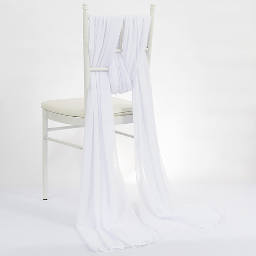 Simple modern Nordic style wedding party banquet chair cover yarn decoration polyester solid color chiffon fabric chair cover