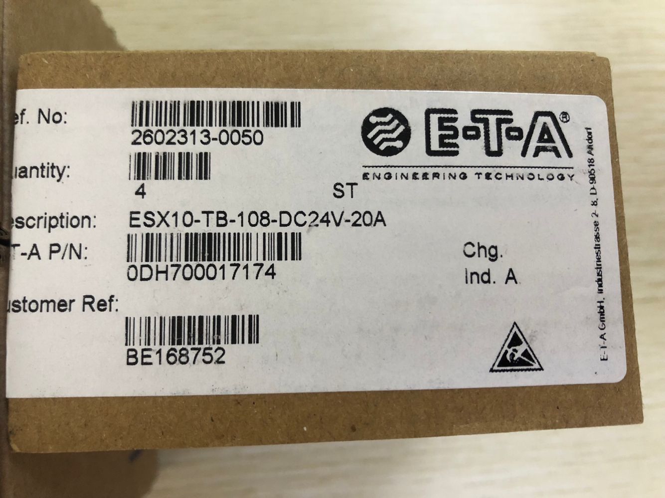 上海绿添销售德国E-T-A继电器ESX10-TB-108-DC24V-20A开关