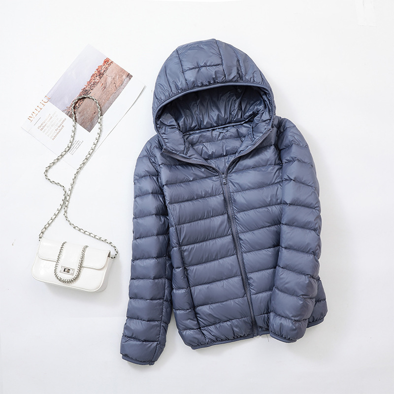 Cross-border autumn and winter New light down jacket female short ultra-light jacket ultra-thin lightweight fashion thin large size hooded