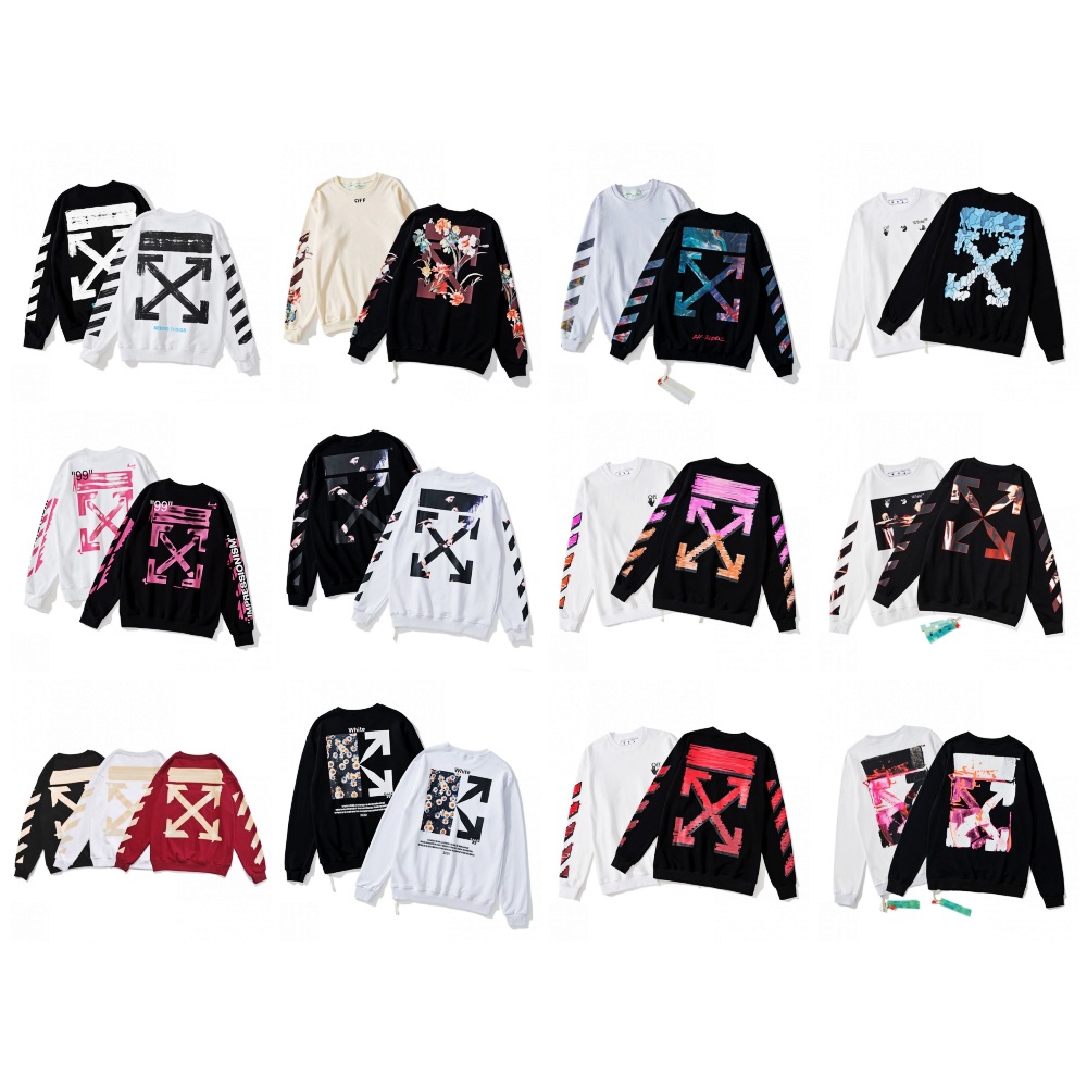 [Serie de otoño e invierno] ow flecha graffiti fuegos artificiales 99 tira de goma impresa suéter pareja cremallera pantalones con capucha