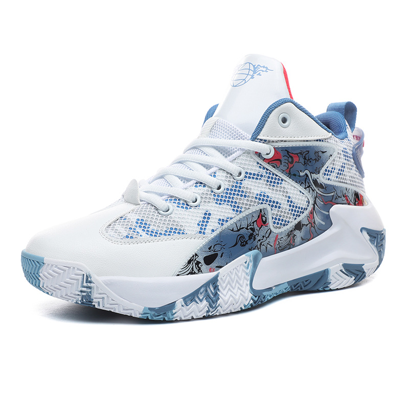 Zapatos de baloncesto transfronterizos zapatos de pareja de goma graffiti de moda nacional Transpirable de alta calidad cómodo Street Fighter plataforma de baloncesto zapatos para correr hombres image 10