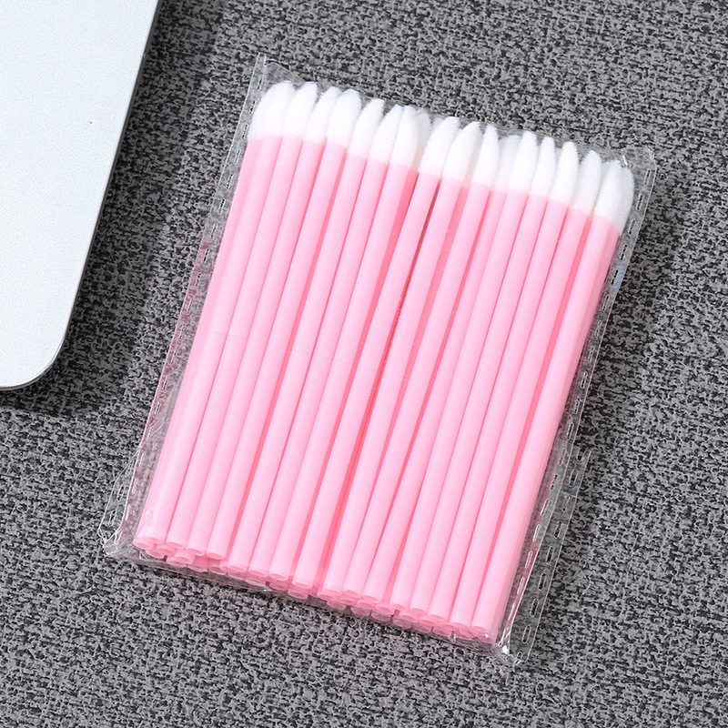 Pinceles flocados para labial 50 piezas de plástico y nylon con mango corto para maquillaje de labios image 8