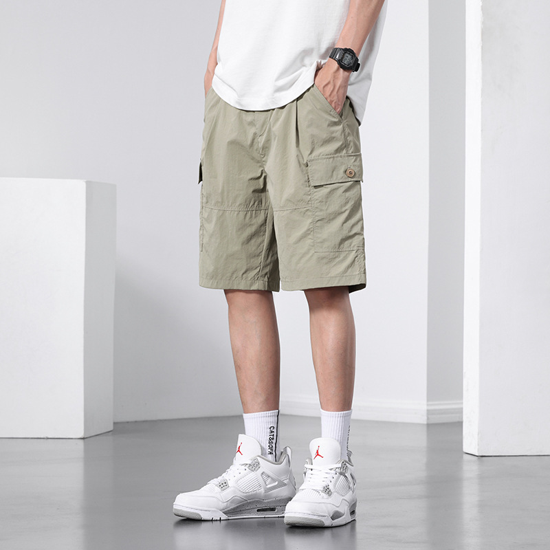 American Style Workwear Casual Shorts Men's Summer Thin Ice Silk Cool Fashion Brand Loose Sports Five-point Pants for Men