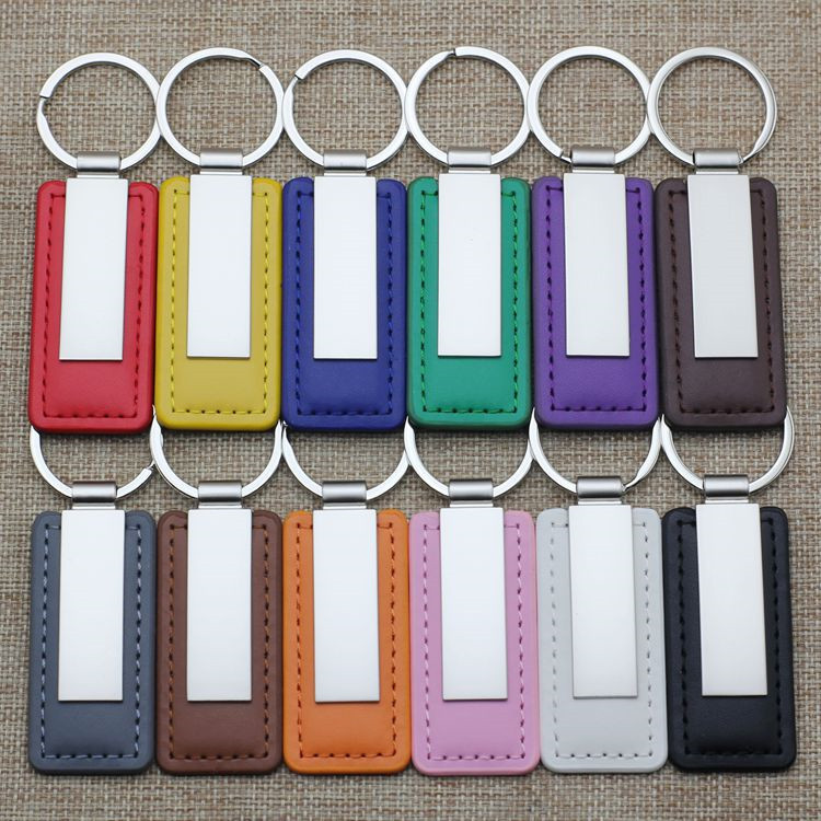 Spot Metal Car Key Chain Leather Leather Key Chain Pendant Small Gift Genuine Leather Key Chain Gift