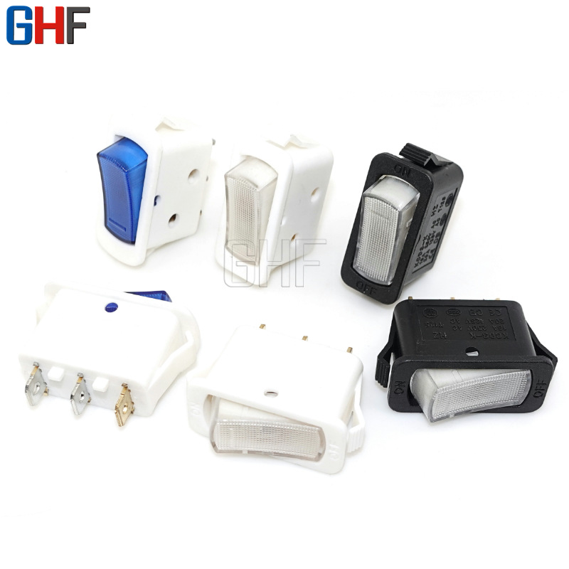 白色船型开关 弧形翘板 排插电源开关转换插座开关大电流电源开关