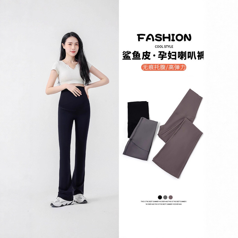 Shark Pants Maternity Winter Fleece Yoga Pants High Waist Non-Adjustable Belly-Free Pregnancy Long Pants Maternity Bell-Bottom Pants Shark Pants Maternity Winter Fleece Yoga Pants High Waist Non-Adjustable Belly-Free Pregnancy Long Pants Maternity Bell-Bottom Pants