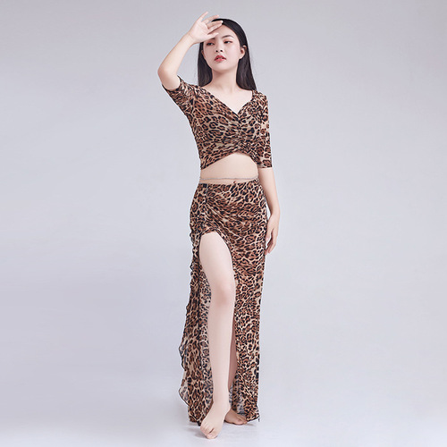 New Spring and Summer Belly Dance Printed Floral Practice Clothing Suit Large Size Slimming Oriental Dance Performance Outfit