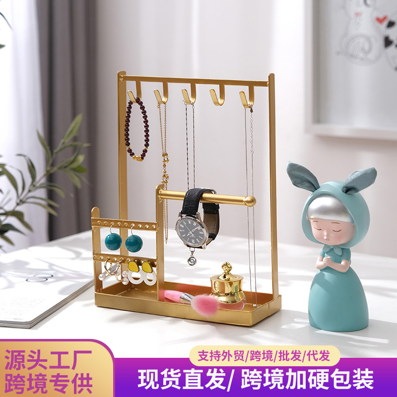 Estricta selección de puerta de entrada llave de joyería estante de almacenamiento de escritorio gancho de hierro forjado orejas collar de cuerda de joyería estante de almacenamiento