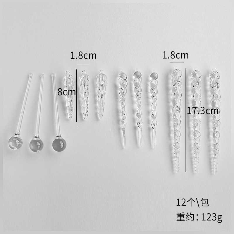 クリスマス装飾品透明アクリル雪氷晶条クリスマスツリーペンダント装飾diy材料バッグセット|undefined