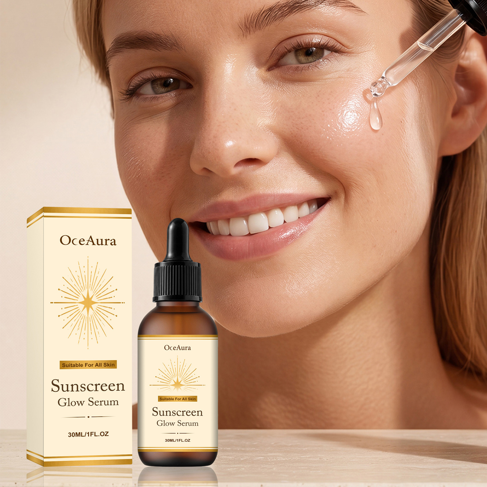 Oceaura Protective Facial Essence Summer Day and Night Protection Moisturizing Skin Radiant, Clear, Refreshing and Comfortable