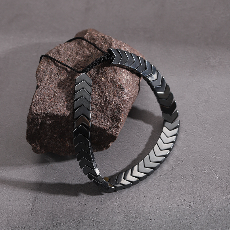 250g Weight Hematite Pendant Material Drawstring Bracelets Classification rope, Hematite Chain Material Beaded Chain, Woven Chain Chain Type Daily, Street Occasion black gallstone Material Geometric Pattern All Seasons Season Men's Gender Streetwear Style Streetwear Geometric Black Gallstone Men's Drawstring Bracelets Men Beaded Bracelets 8