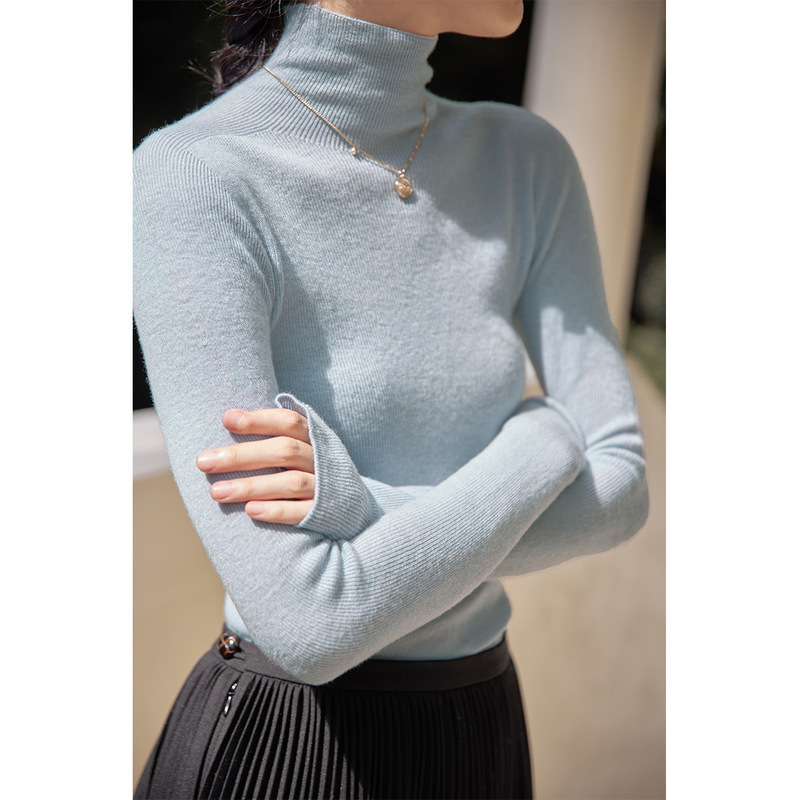 Solighter All-Wool Seamless One-Piece Turtleneck Bottoming Knitwear 2025 Autumn New Pure Color Inner Top