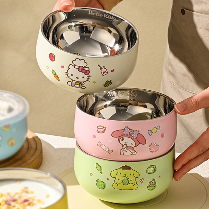 Sanrio 316 Stainless Steel Cartoon Kidsren's Xiaoxin Rice Bowl Is Dust-Proof, Easy to Clean and Easy to Carry New Product Batch
