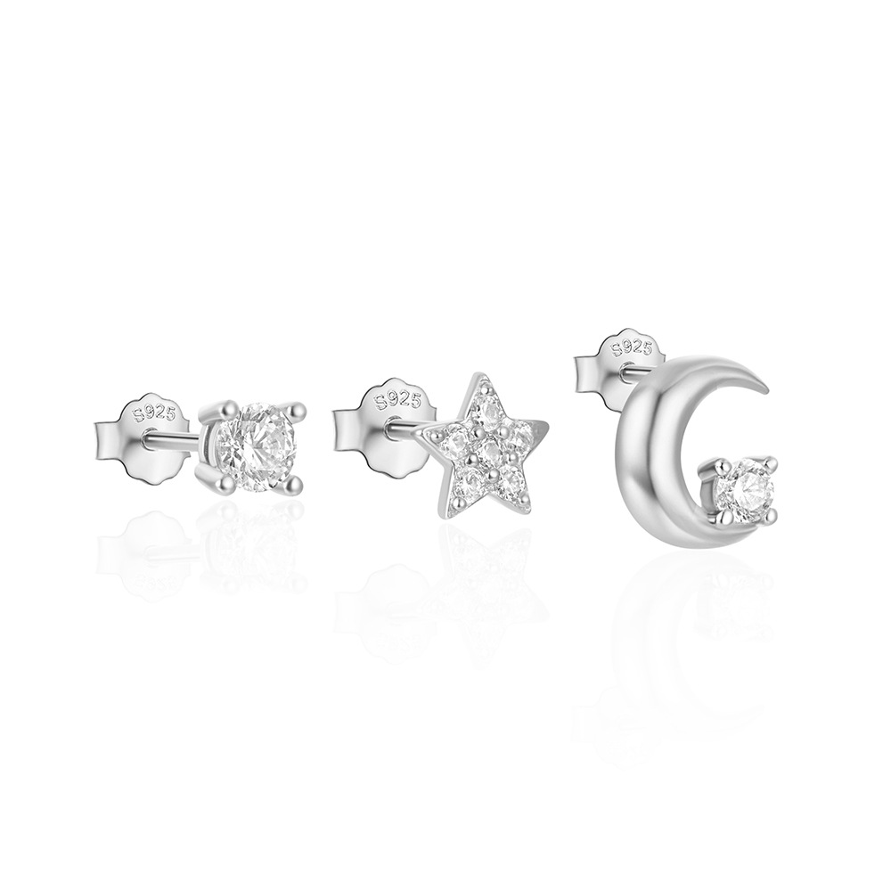 1 Set Simple Style Star Butterfly Plating Sterling Silver Ear Studs display picture 126