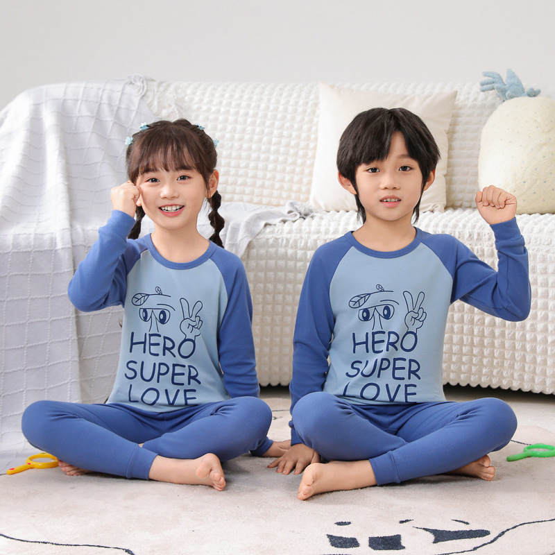 儿童秋衣秋裤男童纯棉保暖内衣宝宝全棉毛衫睡衣套装女童衬衣衬裤|undefined