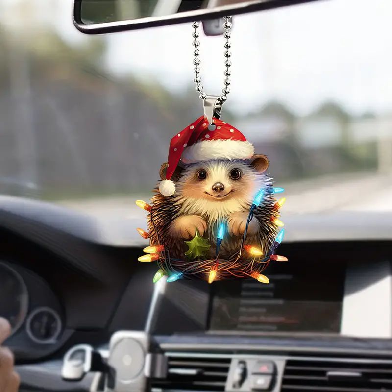 Navidad nuevo adorable erizo colgante de vacaciones plano transfronterizo automóvil espejo retrovisor interior decoración colgante