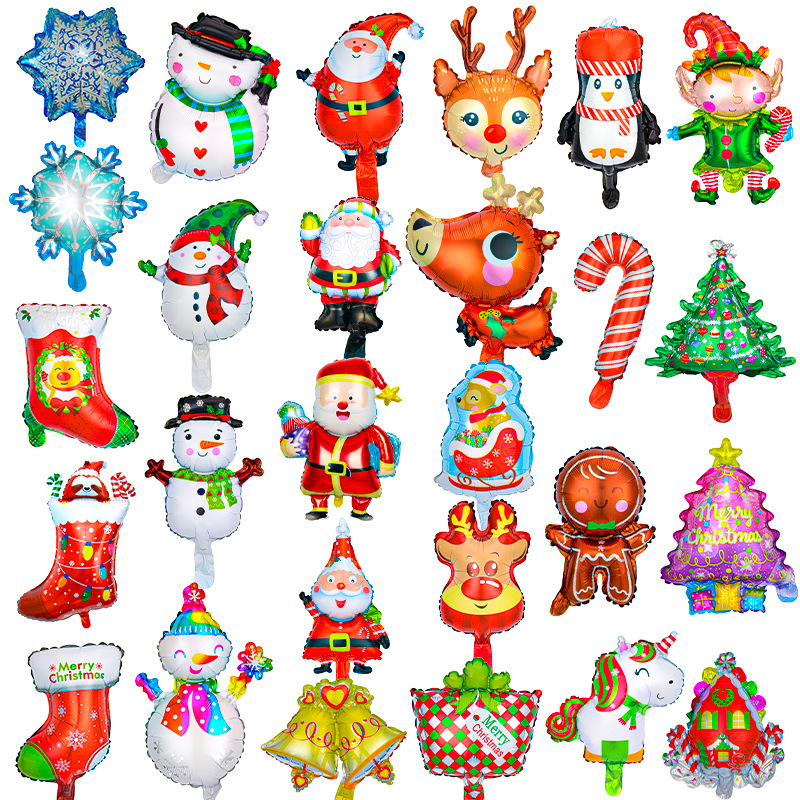 Mini dibujos animados Navidad globo de forma especial decoración de fiesta de Navidad dibujos animados Navidad película de aluminio globo suministros de empuje