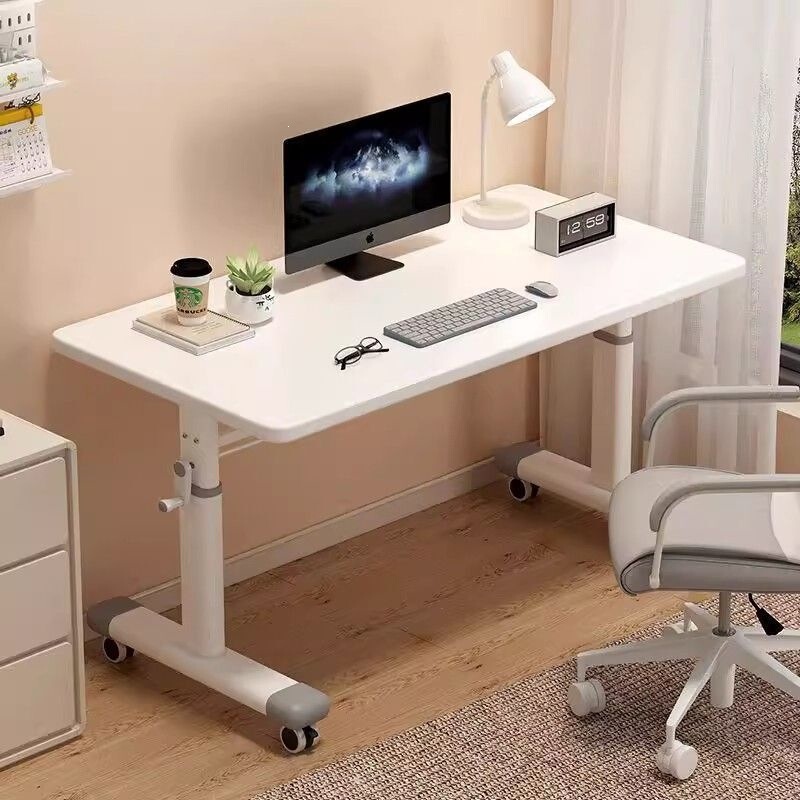 Home-use bedside table, movable hand-cranked adjustable height table with casters, small-sized student writing desk, children's study table with casters Home-use bedside table, movable hand-cranked adjustable height table with casters, small-sized student writing desk, children's study table with casters