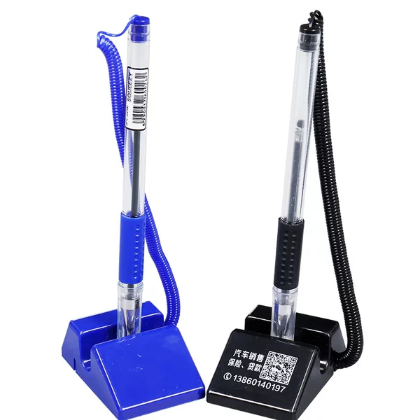 Desk Pen logo Fixed Bank Counter Sign Pen Neutral Office Conference Pen Sticky Table Desktop Gel Pen