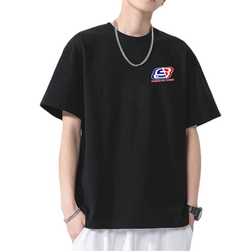 Camiseta de manga corta de los hombres de algodón de manga corta pie 230G pesada suelta marca de moda verano cuello redondo Camiseta de los hombres